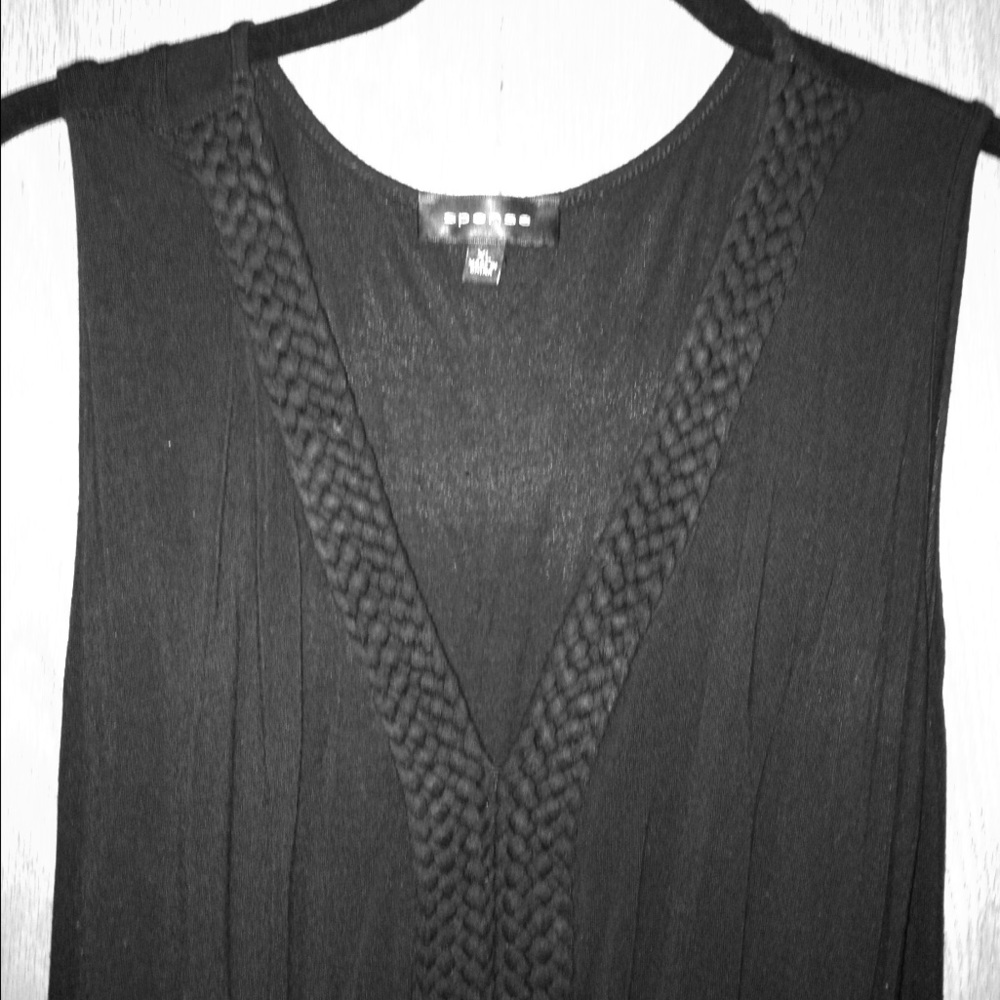 Black maxi dress with braided trim